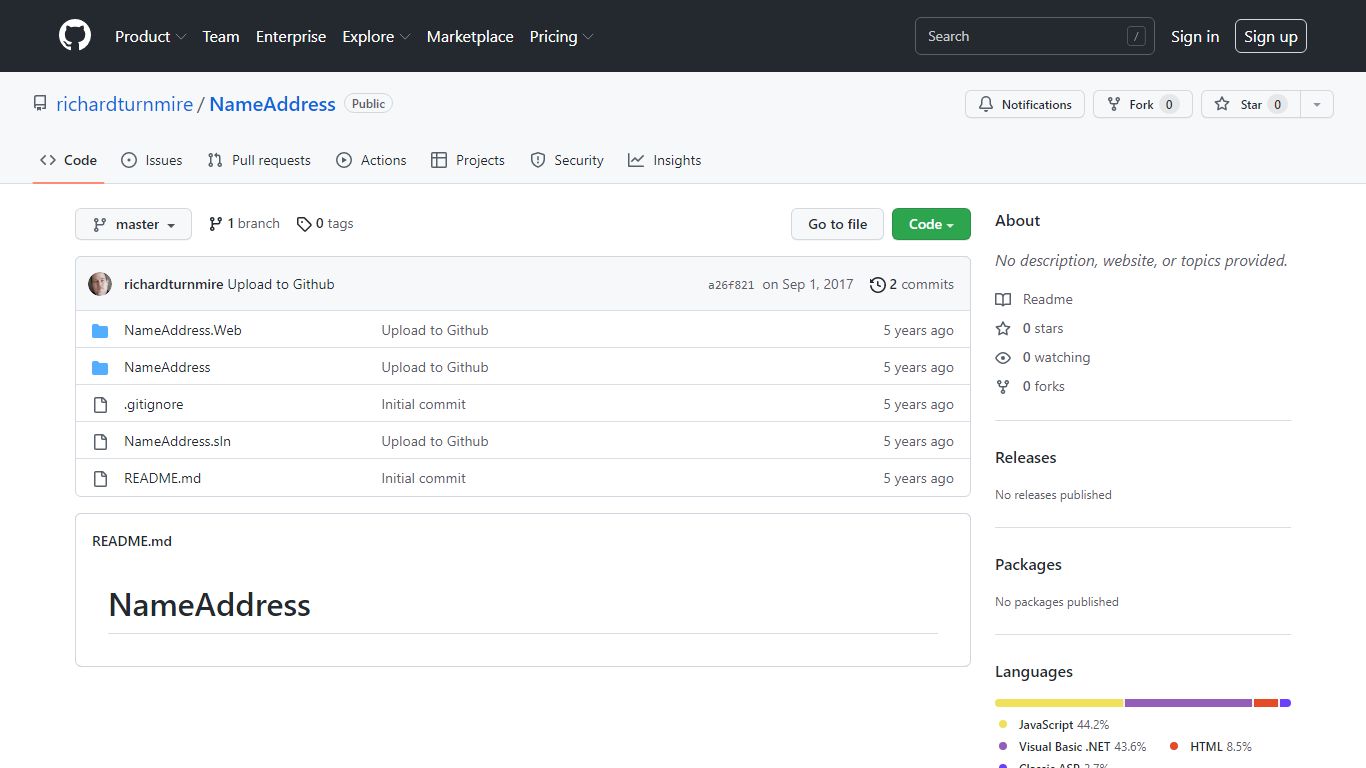 GitHub - richardturnmire/NameAddress